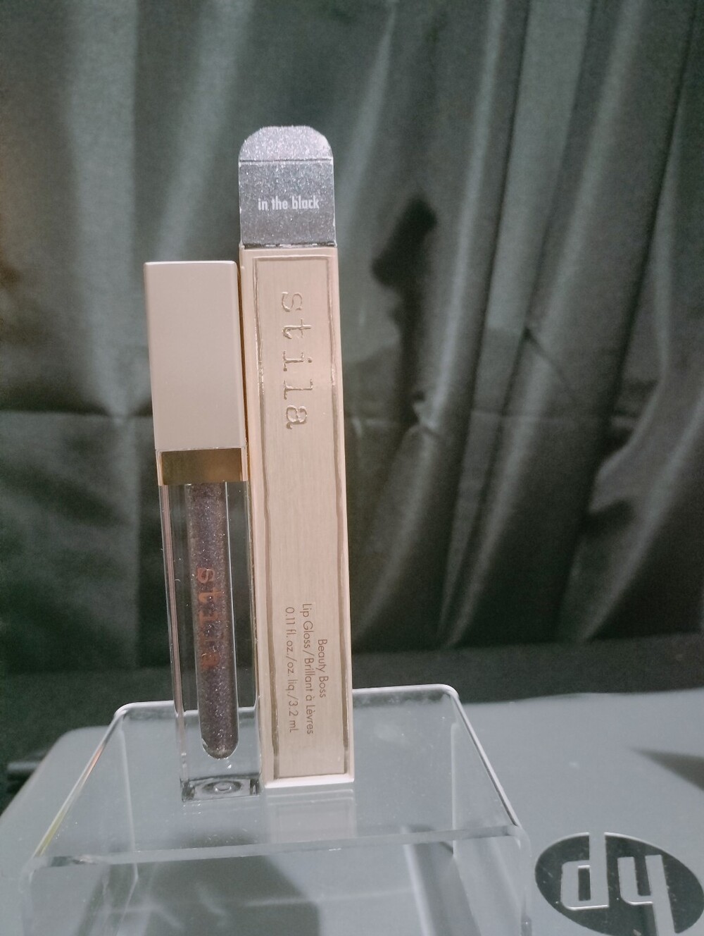 Stila Glitter Beauty Boss Lip Gloss - In the Black - Shimmery Gunmetal